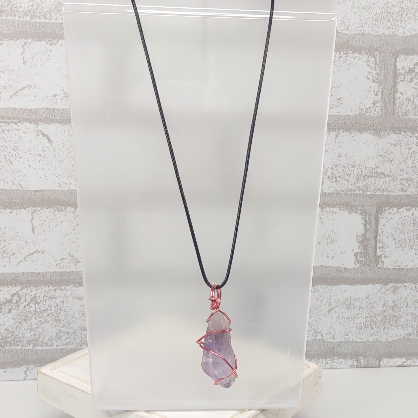 Wire-wrapped Natural Amethyst Crystal Pendant