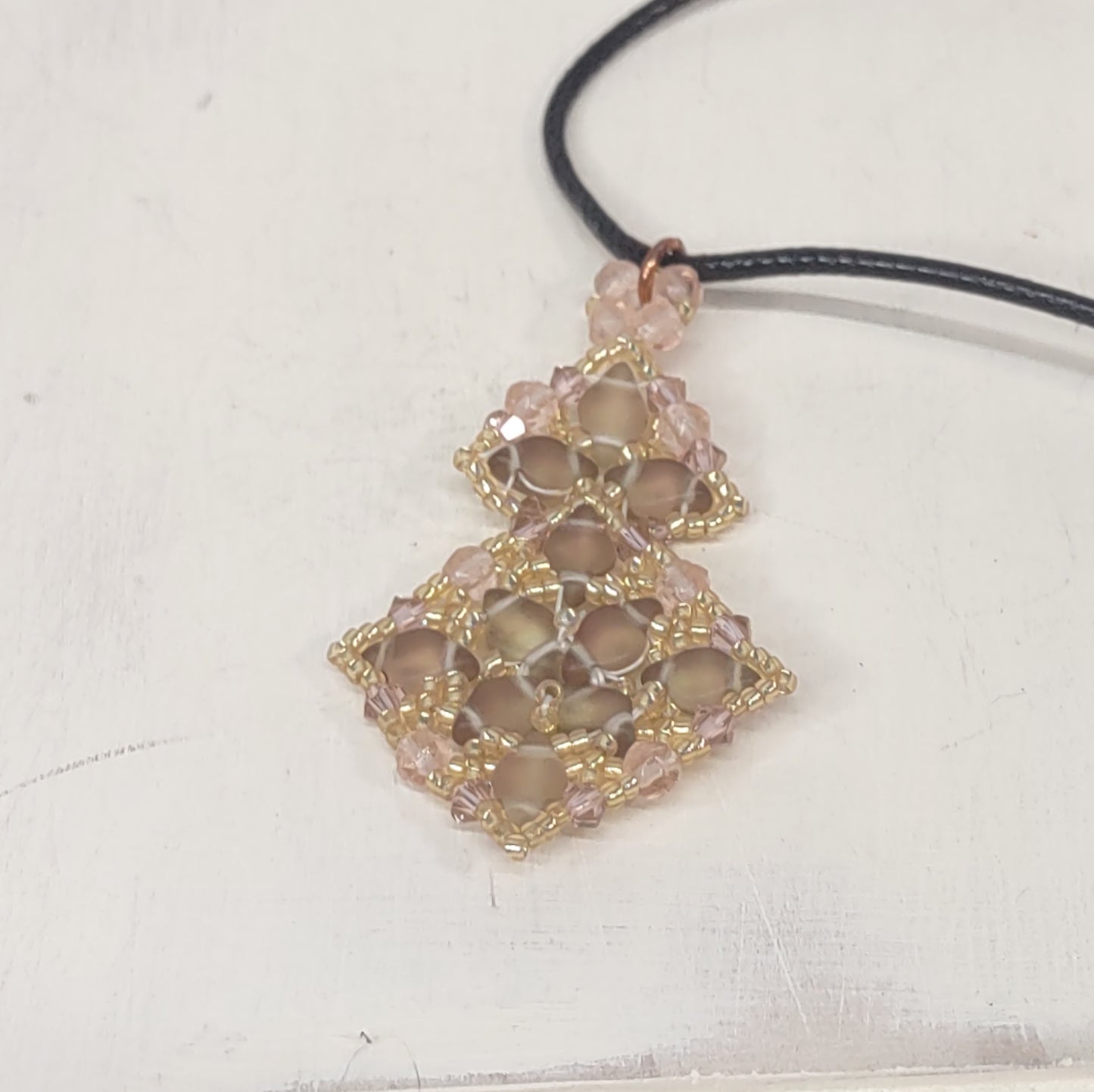 Delicate Terrace Beaded Pendant in Blush and Bashful