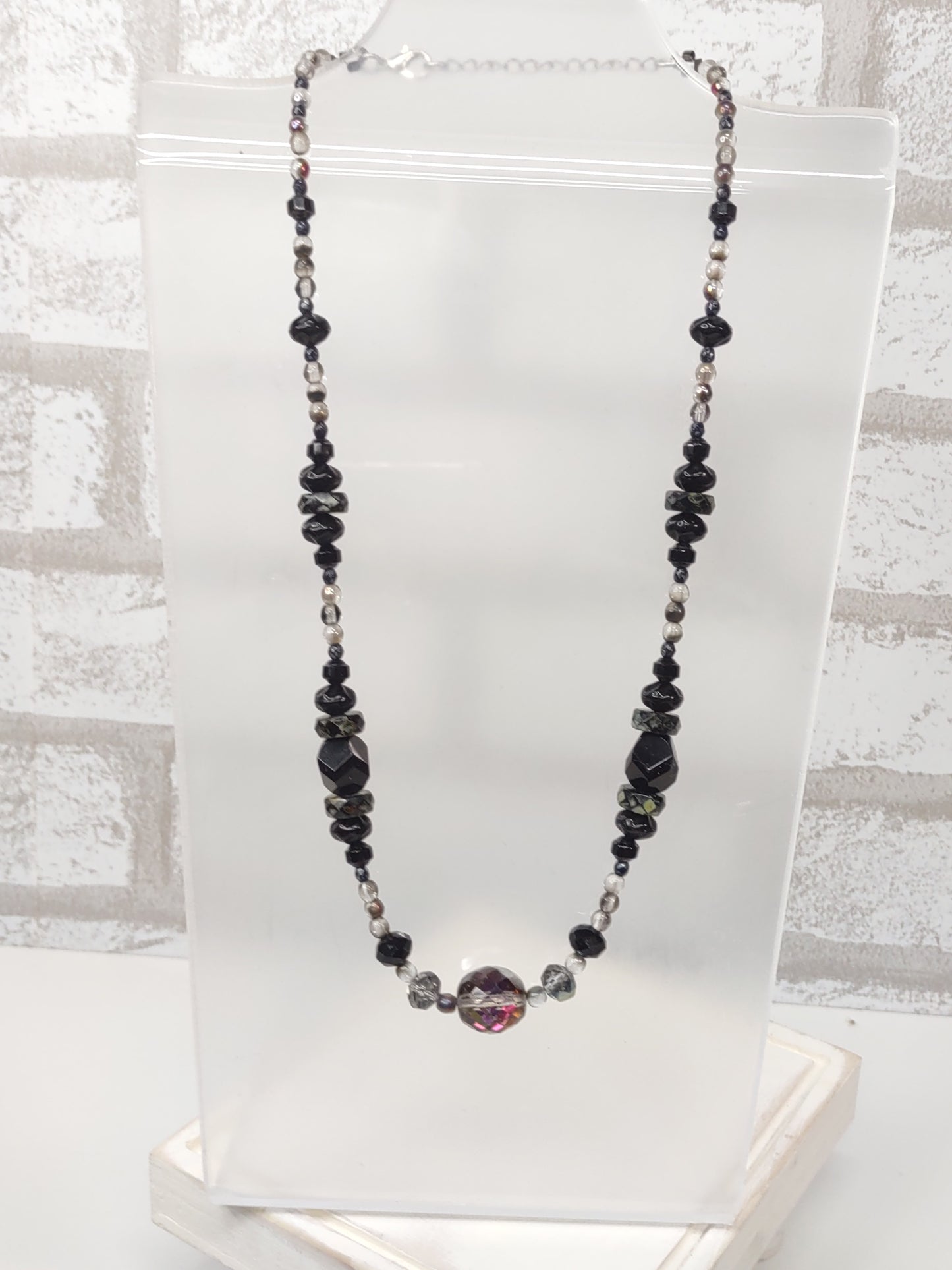 Graduated Black Disco Ball Necklace