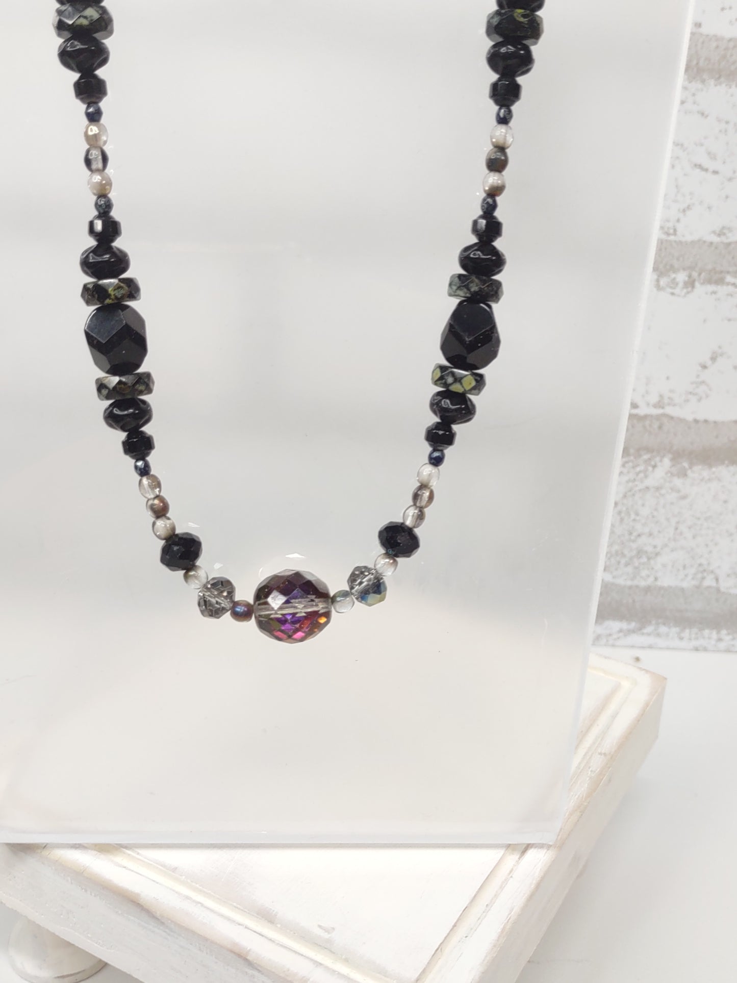 Graduated Black Disco Ball Necklace