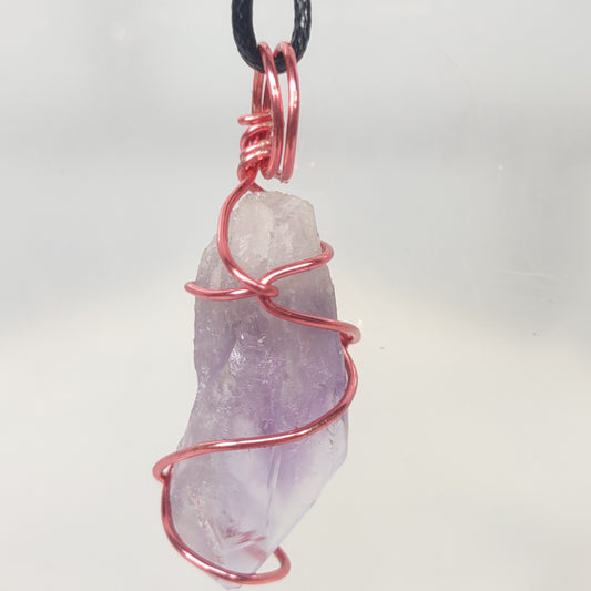 Wire-wrapped Natural Amethyst Crystal Pendant