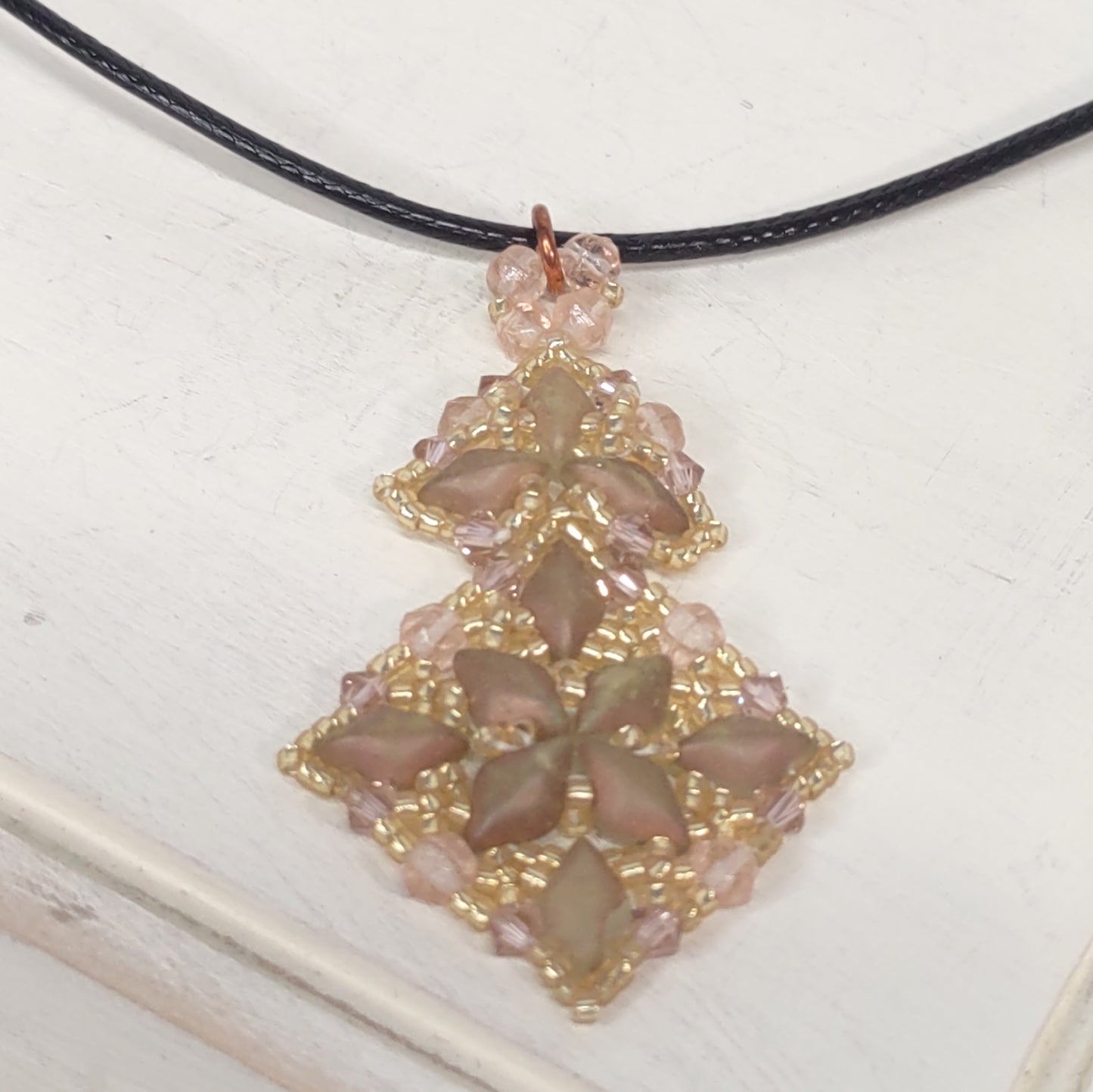 Delicate Terrace Beaded Pendant in Blush and Bashful